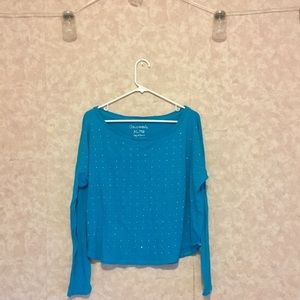 Off Shoulder Aeropostale Aqua Crop Top with Jewels